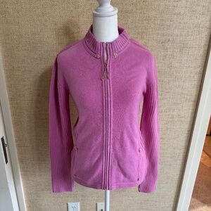 Women's St. John By Marie Gray Pink Cashmere Zip Up Cardigan Sweater - Size S